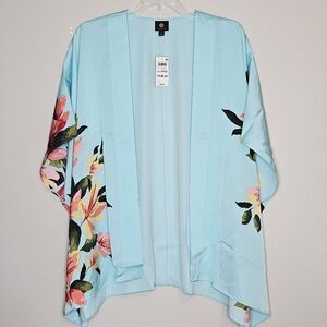 Floral Kimono Robe in Light Blue